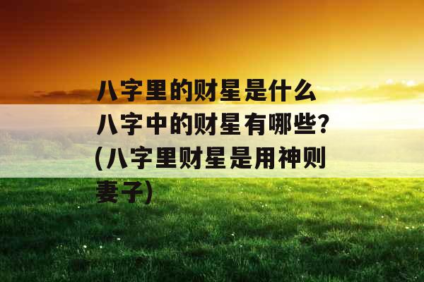 八字里的财星是什么 八字中的财星有哪些?(八字里财星是用神则妻子) 八字里的财星是什么 八字中的财星有哪些?(八字里财星是用神则妻子)
