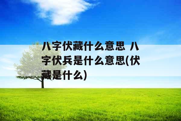 八字伏藏什么意思 八字伏兵是什么意思(伏藏是什么)