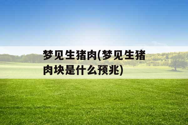 梦见生猪肉(梦见生猪肉块是什么预兆)