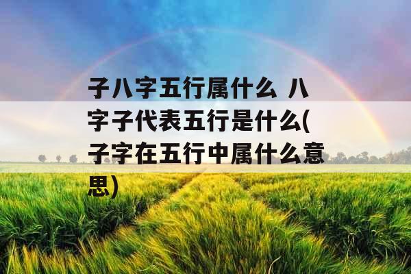子八字五行属什么 八字子代表五行是什么(子字在五行中属什么意思)