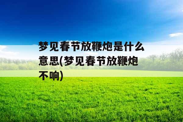 梦见春节放鞭炮是什么意思(梦见春节放鞭炮不响) 梦见春节放鞭炮是什么意思(梦见春节放鞭炮不响)