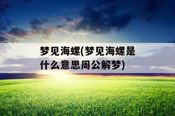 梦见海螺(梦见海螺是什么意思周公解梦)