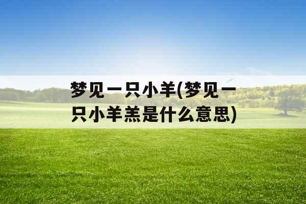 梦见一只小羊(梦见一只小羊羔是什么意思)