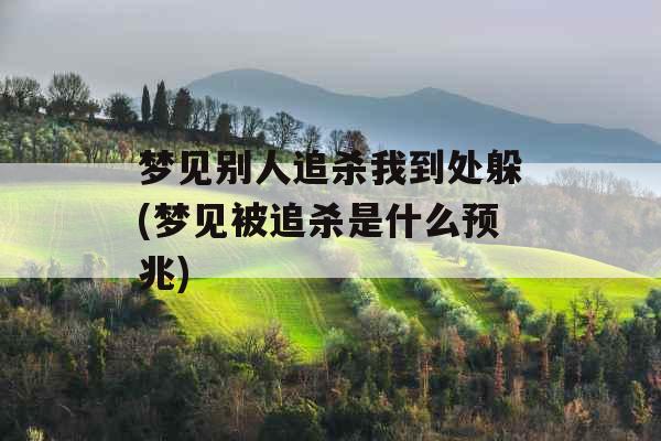 梦见别人追杀我到处躲(梦见被追杀是什么预兆)