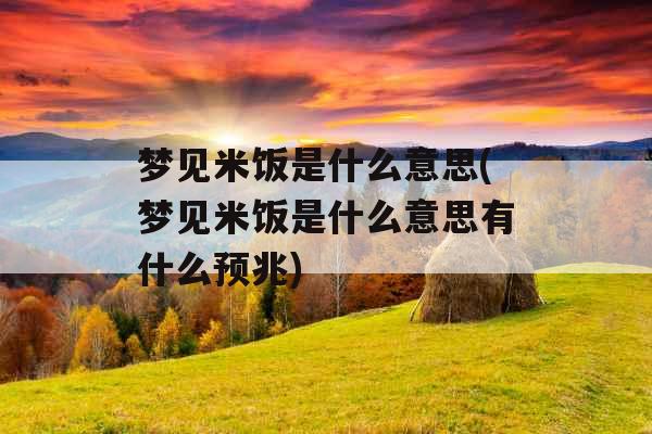 梦见米饭是什么意思(梦见米饭是什么意思有什么预兆)