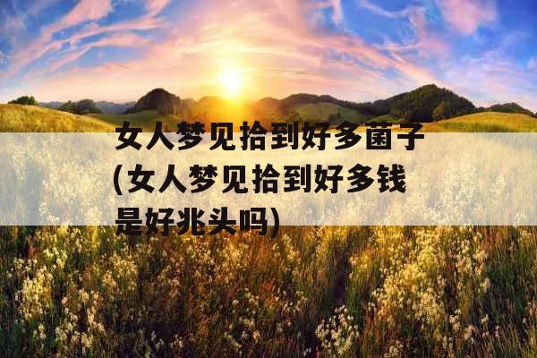 女人梦见拾到好多菌子(女人梦见拾到好多钱是好兆头吗)