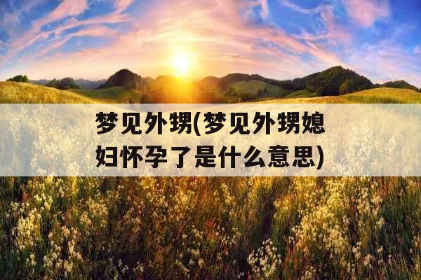 梦见外甥(梦见外甥媳妇怀孕了是什么意思)