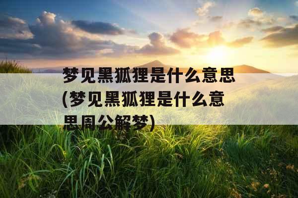 梦见黑狐狸是什么意思(梦见黑狐狸是什么意思周公解梦) 梦见黑狐狸是什么意思(梦见黑狐狸是什么意思周公解梦)