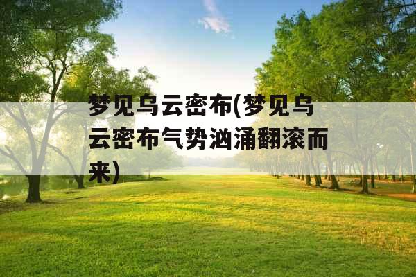 梦见乌云密布(梦见乌云密布气势汹涌翻滚而来)