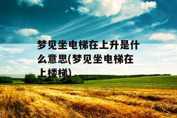 梦见坐电梯在上升是什么意思(梦见坐电梯在上楼梯)