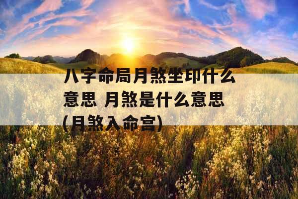 八字命局月煞坐印什么意思 月煞是什么意思(月煞入命宫)