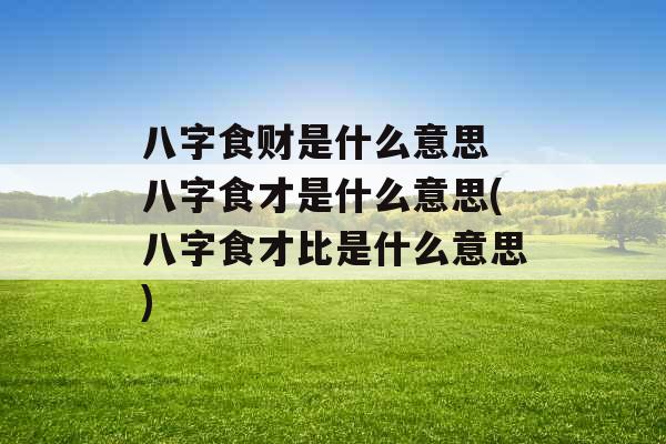 八字食财是什么意思 八字食才是什么意思(八字食才比是什么意思)