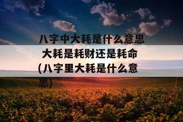 八字中大耗是什么意思 大耗是耗财还是耗命(八字里大耗是什么意思)