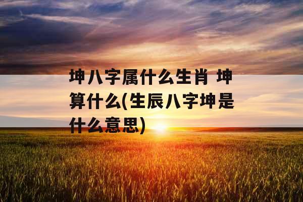 坤八字属什么生肖 坤算什么(生辰八字坤是什么意思)