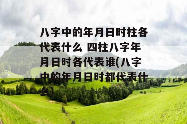 八字中的年月日时柱各代表什么 四柱八字年月日时各代表谁(八字中的年月日时都代表什么)