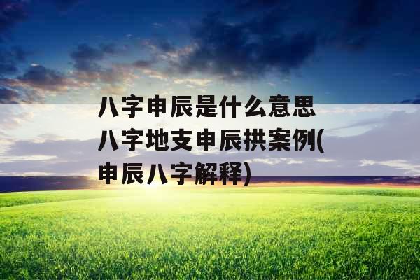 八字申辰是什么意思 八字地支申辰拱案例(申辰八字解释)