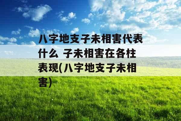 八字地支子未相害代表什么 子未相害在各柱表现(八字地支子未相害)