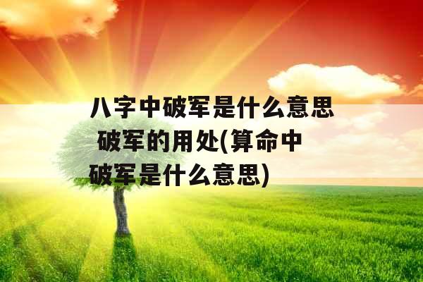 八字中破军是什么意思 破军的用处(算命中破军是什么意思)