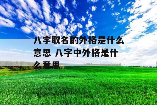 八字取名的外格是什么意思 八字中外格是什么意思