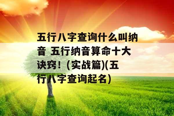 五行八字查询什么叫纳音 五行纳音算命十大诀窍!(实战篇)(五行八字查询起名) 五行八字查询什么叫纳音 五行纳音算命十大诀窍!(实战篇)(五行八字查询起名)