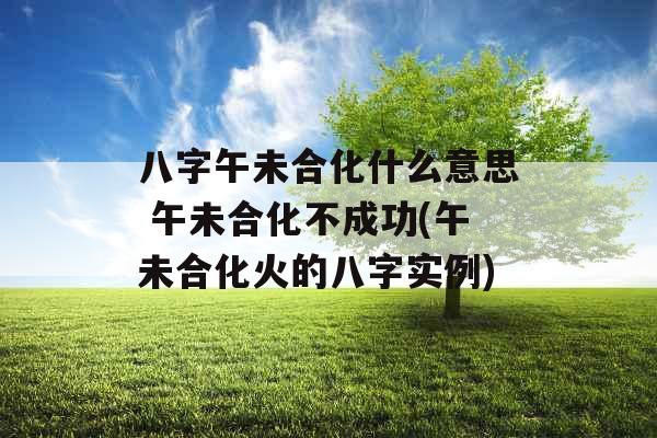 八字午未合化什么意思 午未合化不成功(午未合化火的八字实例)