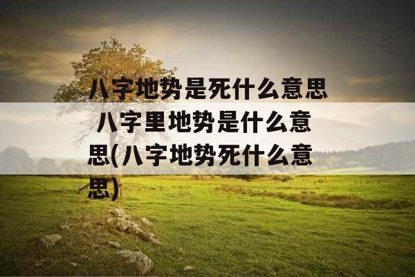 八字地势是死什么意思 八字里地势是什么意思(八字地势死什么意思)