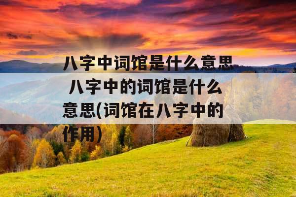 八字中词馆是什么意思 八字中的词馆是什么意思(词馆在八字中的作用)