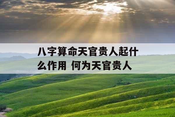 八字算命天官贵人起什么作用 何为天官贵人