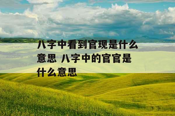 八字中看到官现是什么意思 八字中的官官是什么意思