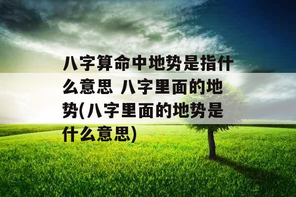 八字算命中地势是指什么意思 八字里面的地势(八字里面的地势是什么意思) 八字算命中地势是指什么意思 八字里面的地势(八字里面的地势是什么意思)