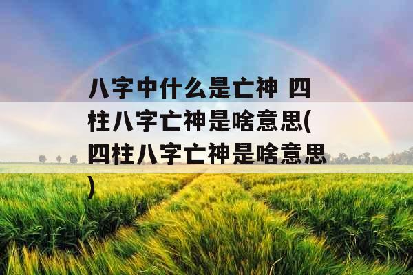 八字中什么是亡神 四柱八字亡神是啥意思(四柱八字亡神是啥意思)