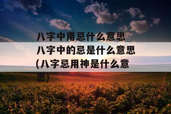 八字中用忌什么意思 八字中的忌是什么意思(八字忌用神是什么意思)
