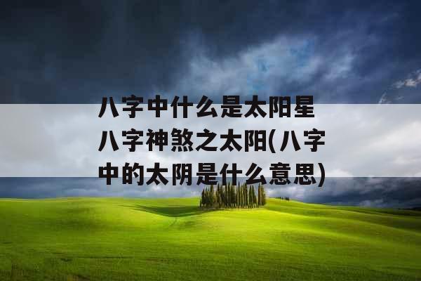八字中什么是太阳星 八字神煞之太阳(八字中的太阴是什么意思)