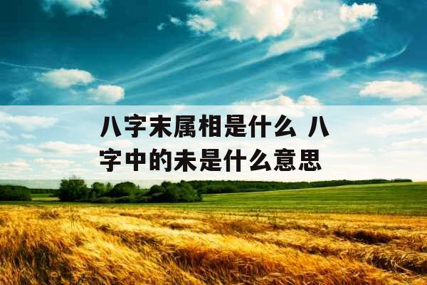 八字末属相是什么 八字中的未是什么意思