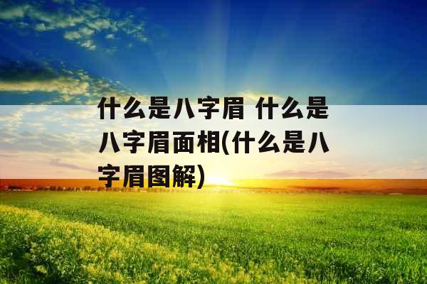 什么是八字眉 什么是八字眉面相(什么是八字眉图解)
