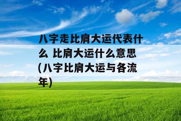 八字走比肩大运代表什么 比肩大运什么意思(八字比肩大运与各流年)
