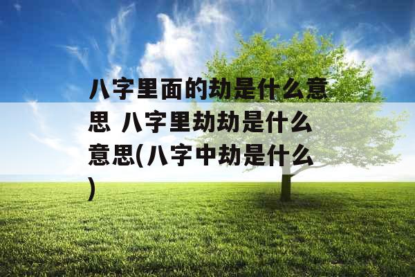 八字里面的劫是什么意思 八字里劫劫是什么意思(八字中劫是什么)