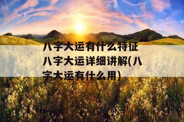 八字大运有什么特征 八字大运详细讲解(八字大运有什么用)