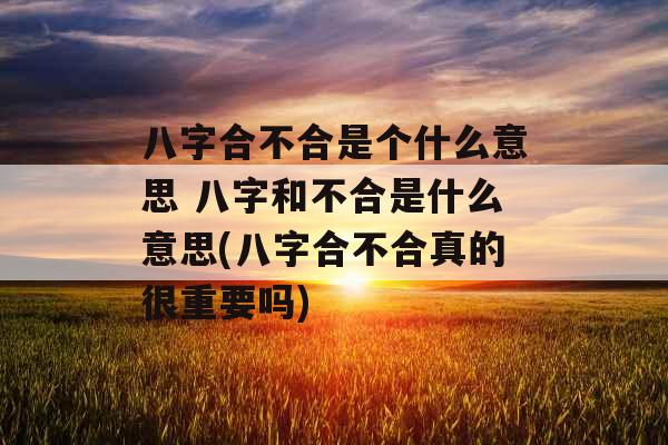 八字合不合是个什么意思 八字和不合是什么意思(八字合不合真的很重要吗)