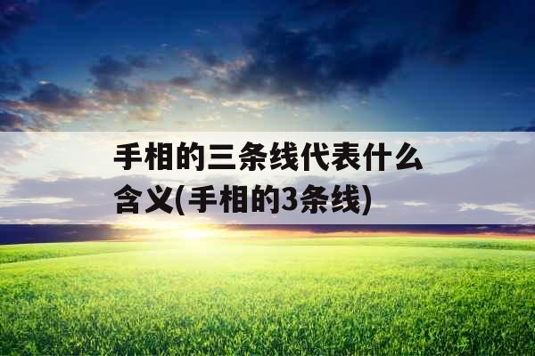 手相的三条线代表什么含义(手相的3条线)