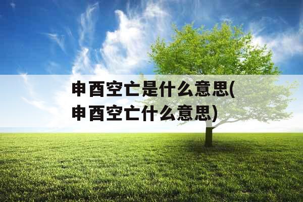 申酉空亡是什么意思(申酉空亡什么意思)