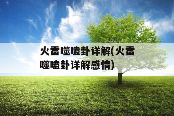 火雷噬嗑卦详解(火雷噬嗑卦详解感情)