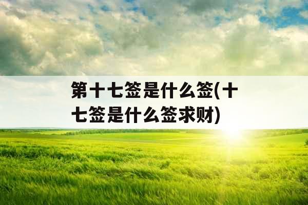 第十七签是什么签(十七签是什么签求财)