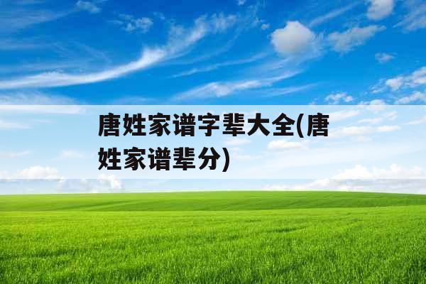 唐姓家谱字辈大全(唐姓家谱辈分) 唐姓家谱字辈大全(唐姓家谱辈分)