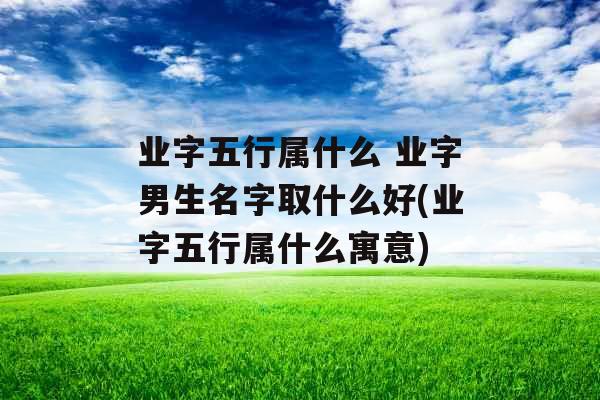 业字五行属什么 业字男生名字取什么好(业字五行属什么寓意)