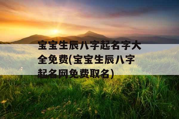 宝宝生辰八字起名字大全免费(宝宝生辰八字起名网免费取名)