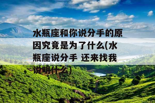 水瓶座和你说分手的原因究竟是为了什么(水瓶座说分手 还来找我说明什么) 水瓶座和你说分手的原因究竟是为了什么(水瓶座说分手 还来找我说明什么)