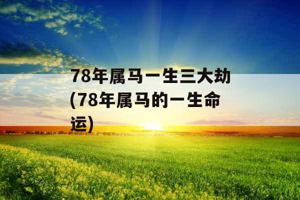 78年属马一生三大劫(78年属马的一生命运)