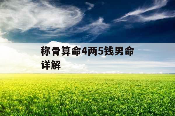 称骨算命4两5钱男命详解