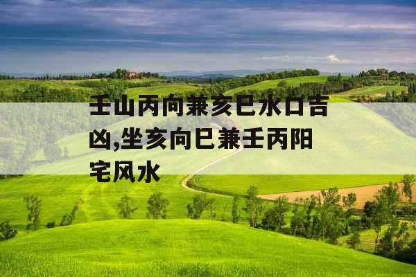 壬山丙向兼亥巳水口吉凶,坐亥向巳兼壬丙阳宅风水 壬山丙向兼亥巳水口吉凶,坐亥向巳兼壬丙阳宅风水